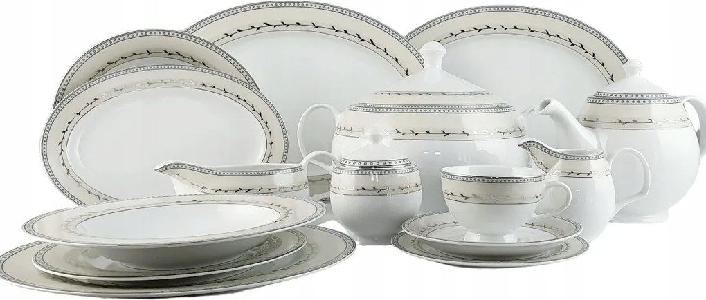 Edera porcelán ebéd és tea 12 személyes/ 81 db.|Bogucice