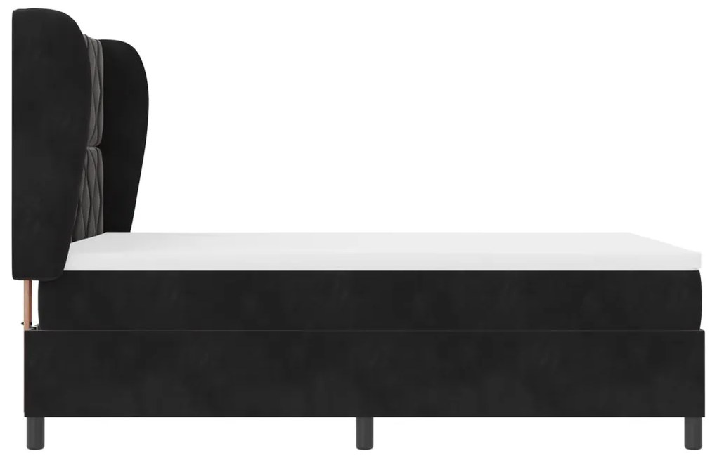 Boxspring Ágy Matrac nélkül Fekete 140x190 cm Bársony