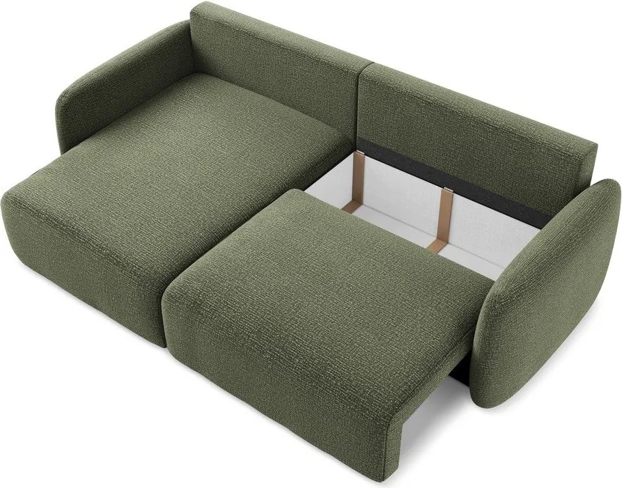 Zöld kinyitható-tárolóhelyes sarokkanapé (bal oldali) Kalena – Makamii