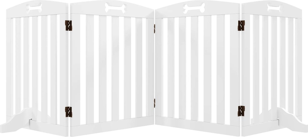 PawHut Kutya Korlát, 4-paneles, 207,5 x 61 cm Összecsukható Ajtóvédő 2 Támogatólábbal, Stabil Kutya Korlát, Lépcsőkorlátozó Közepes Kutyák Számára, Fo