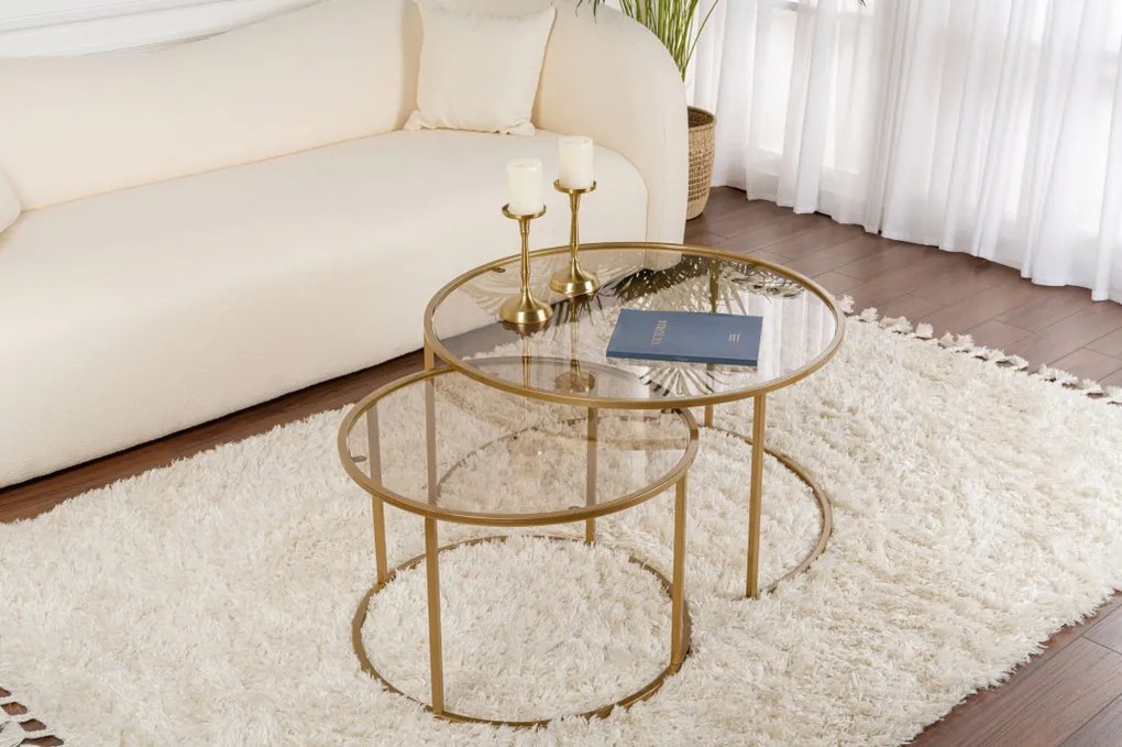 Aurum 80/60 arany dohányzóasztal, bronz üveglappal