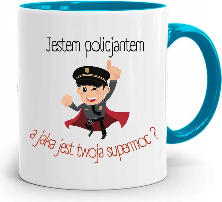 Kék Bögre Rendőrnek Az Én Szupererőm fotónyomtatással