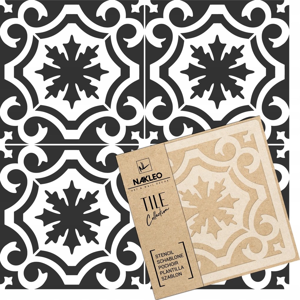 Festősablon Csempe Csempék Többször felhasználható 33x33cm Minta Geometria Badajoz