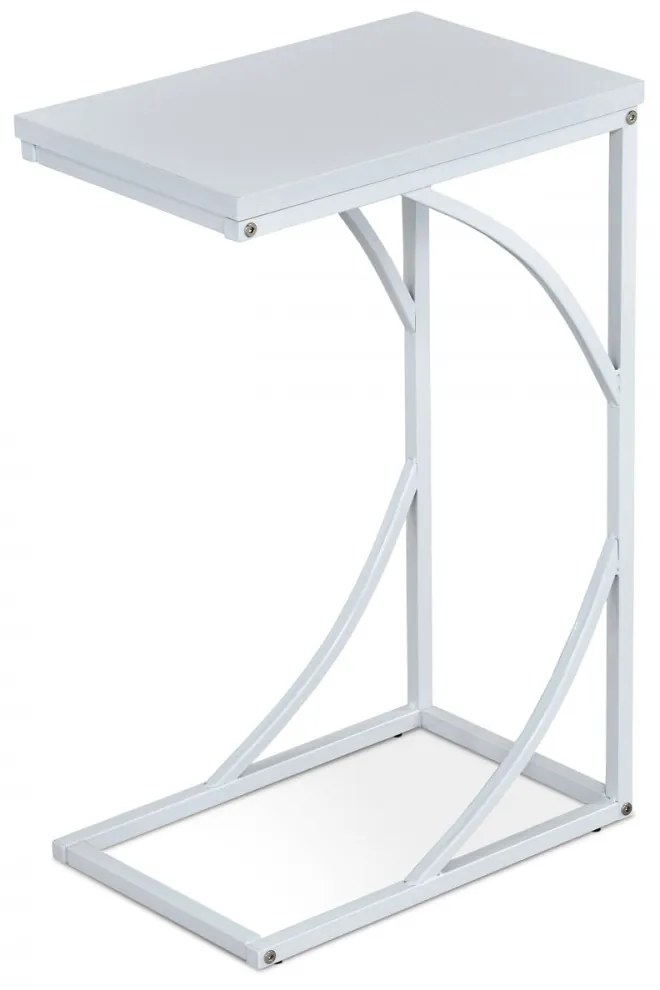 Modern Dohányzóasztal / Matt Fehér Színben. Méret: 27x41x63 cm. Laminált MDF, Matt Fehér Fém Láb 84056-14