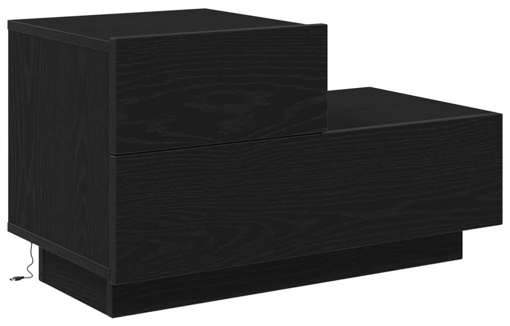 éjjeli szekrény LED világítással fekete tölgy 70 x 36 x 40.5 cm