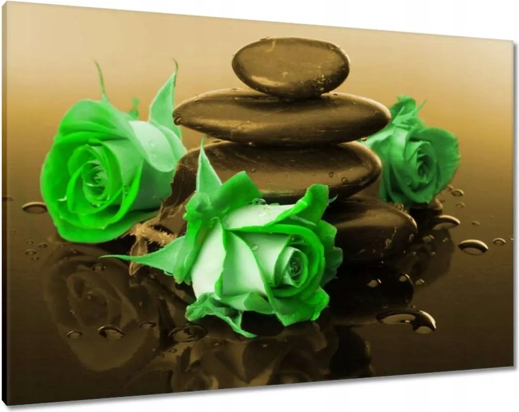 Vászonkép 100x70 Zöld rózsák bronzban