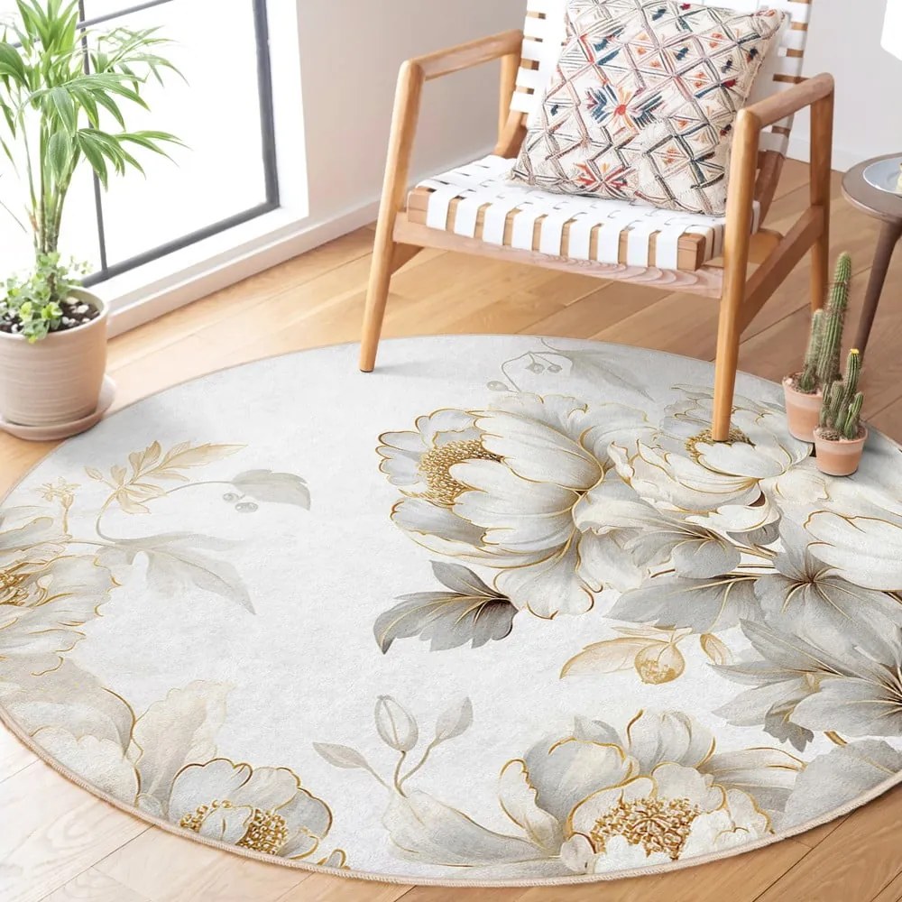 Világosszürke-bézs mosható kerek szőnyeg ø 150 cm Soft and Gentle – Mila Home