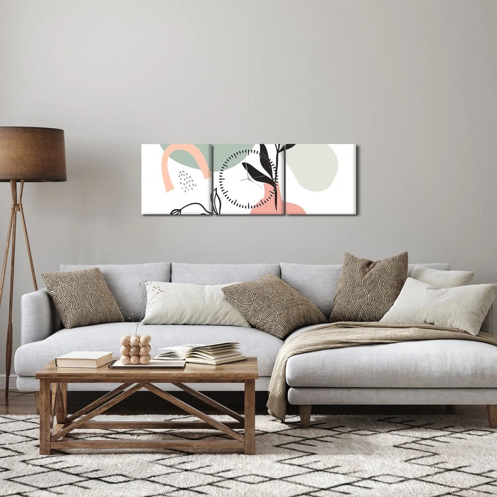 Kép - Virágok vázában N⁰3 (órával) (90x30 cm)