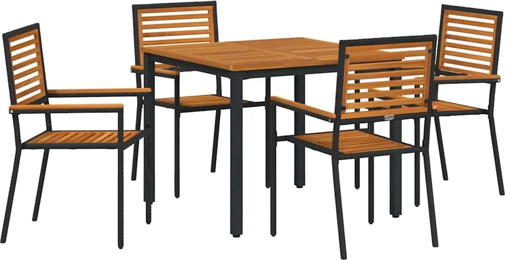 vidaXL Kert étkező szett 5 pcs Fekete és Barna polirattan