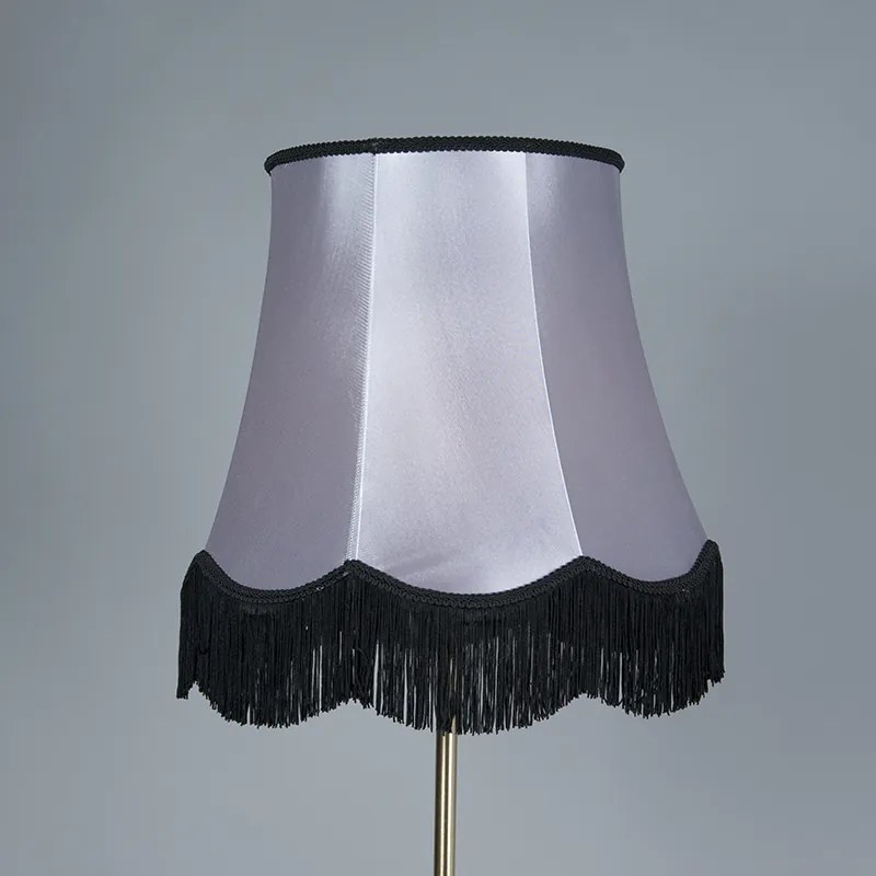 Állólámpa sárgarézzel, Granny búrával fekete-szürke 45 cm - Kaso