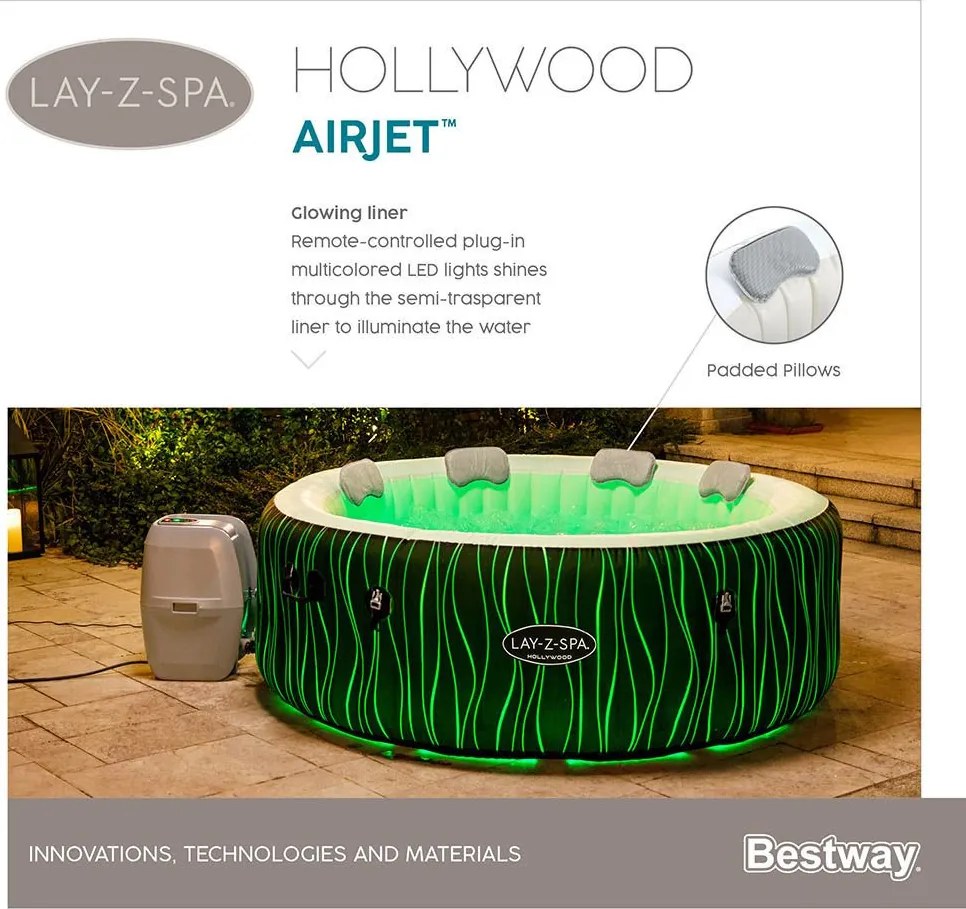 Lay-Z-Spa Hollywood AirJet masszázsmedence 196 cm x 66 cm