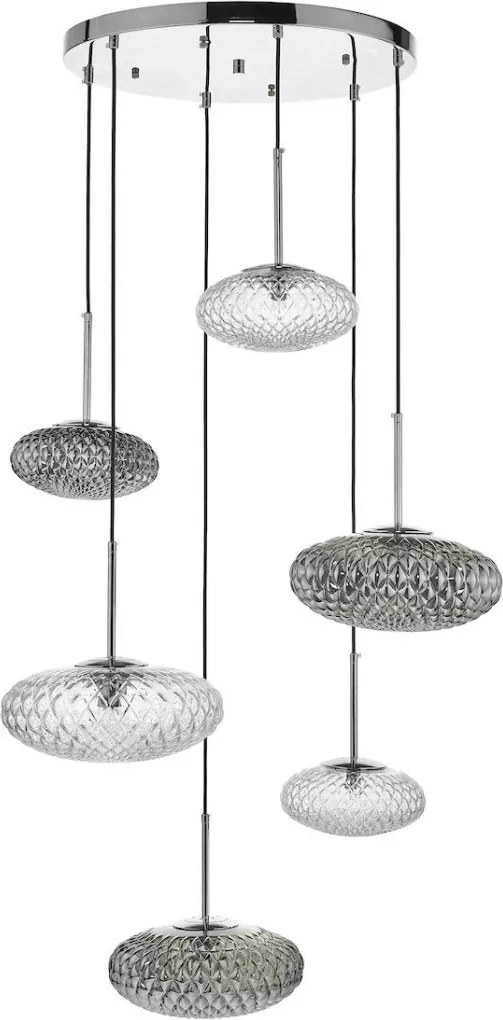 DAR LIGHTING BIB6450 BIBIANA Többágú Függesztett Lámpa Csiszolt Króm, Átlátszó G9 IP20