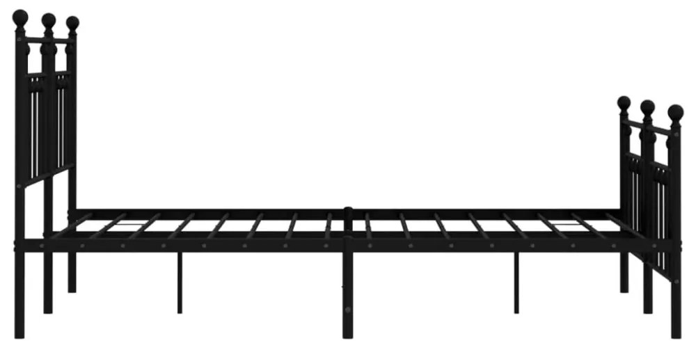 fekete fém ágykeret fej- és lábtámlával 150 x 200 cm