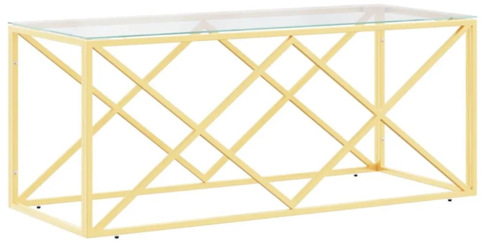 üveg és rozsdamentes acél dohányzóasztal 110x45x45 cm