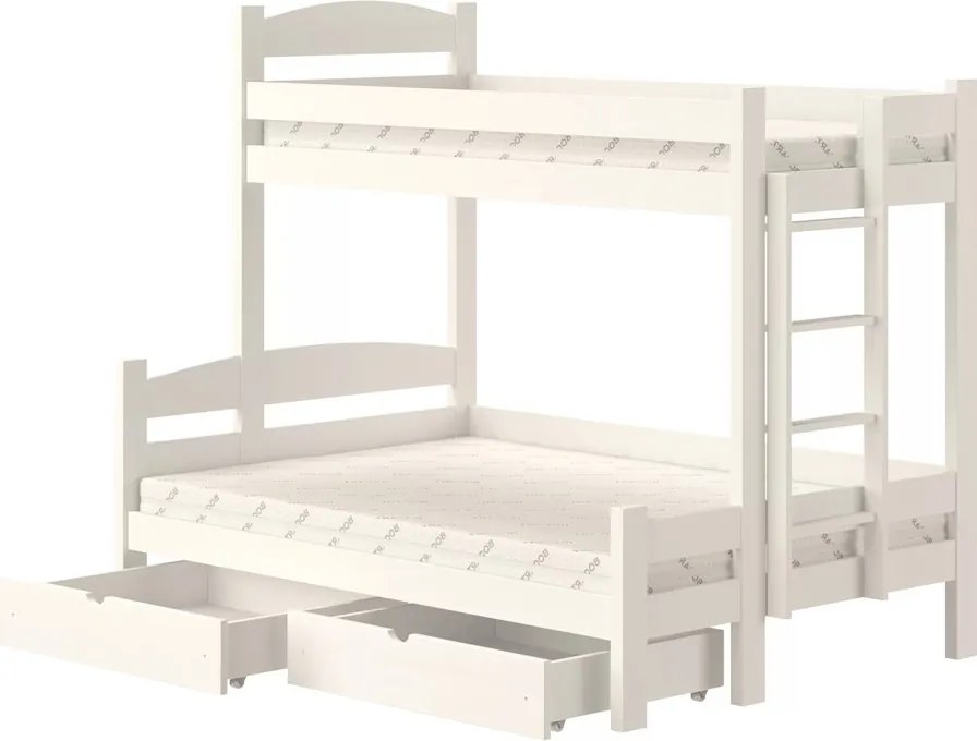 Lovic jobb oldali emeletes ágy fiókokkal - fehér, 80x200/140x200