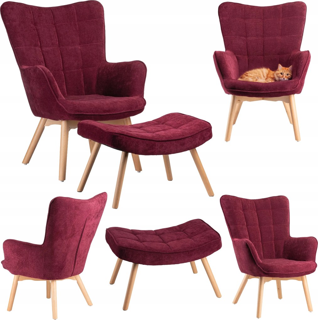 Skandináv Ülőgarnitúra Lábtartóval, Lila