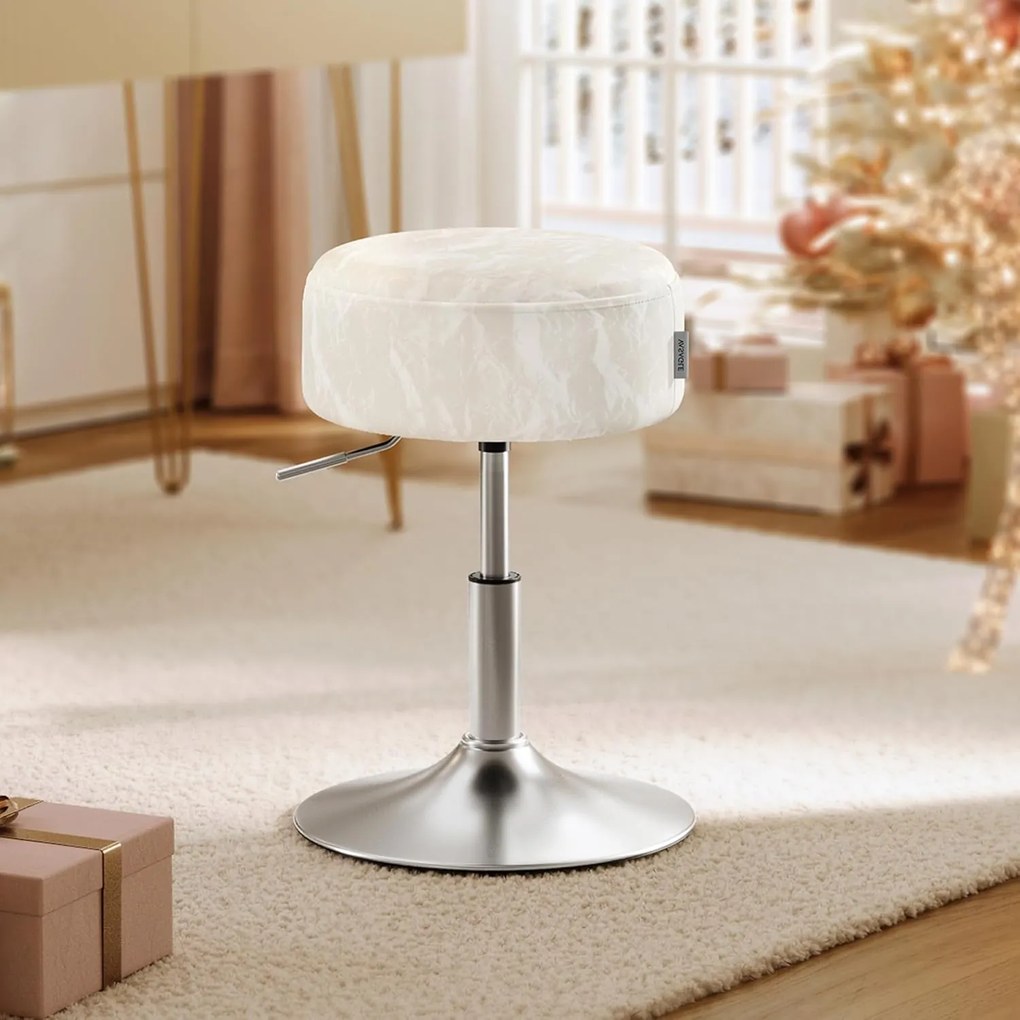 VASAGLE sminkszék, bárszék, magasságállítható, 360°-ban forgatható, krémfehér