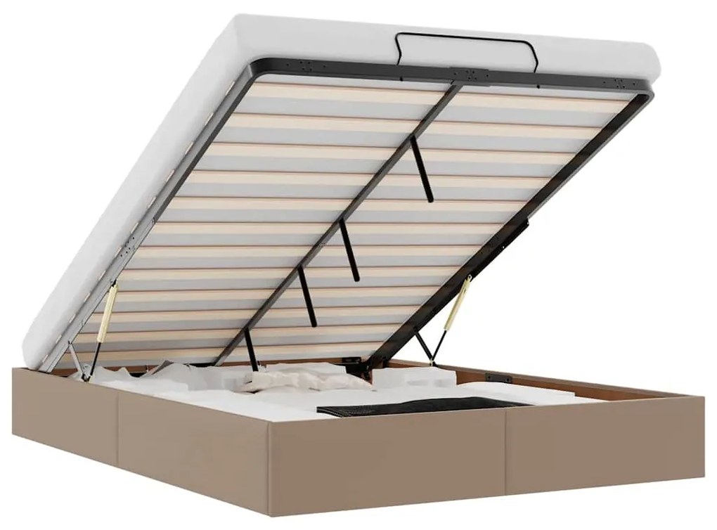 Ottomán ágykeret matrac nélkül cappucino 140x200 cm műbőr