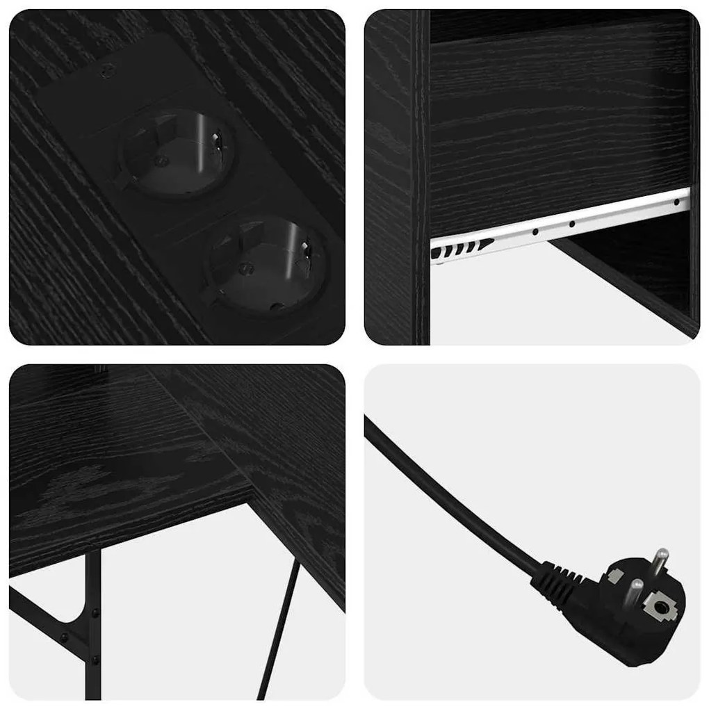 Asztal fiókkal Musta tammi 182 x 101 x 87.5 cm Faanyag