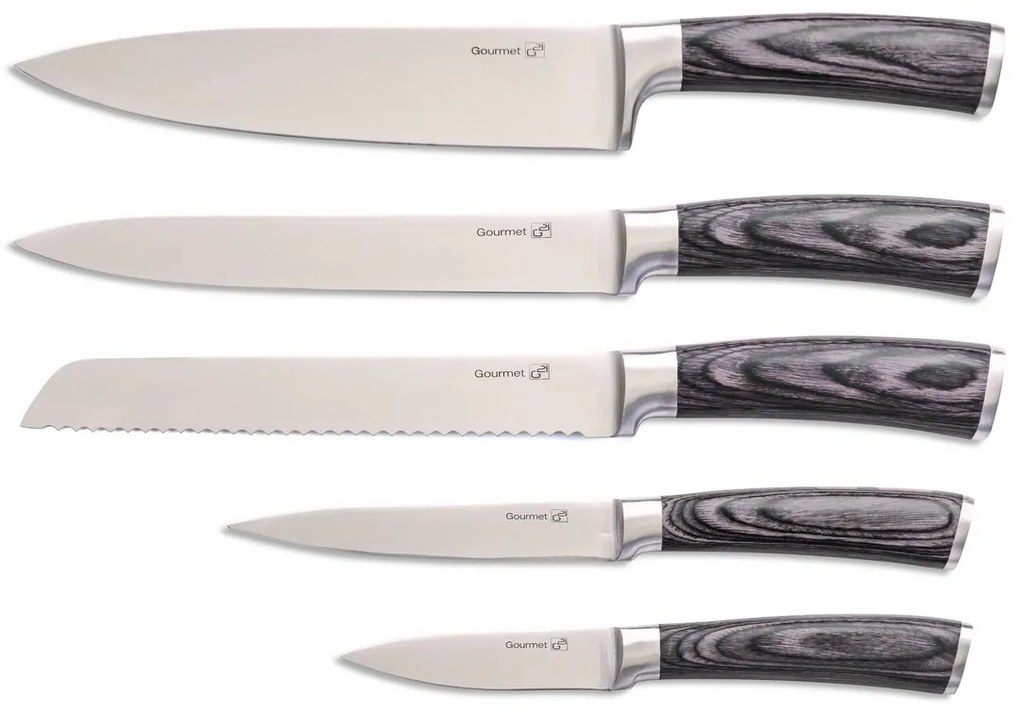 G21 Gourmet Rustic késkészlet 5 db + bambusz blokk