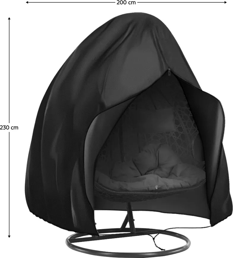 Védőhuzat kétszemélyes függő fotelhez, fekete, KRYTO TYP 2