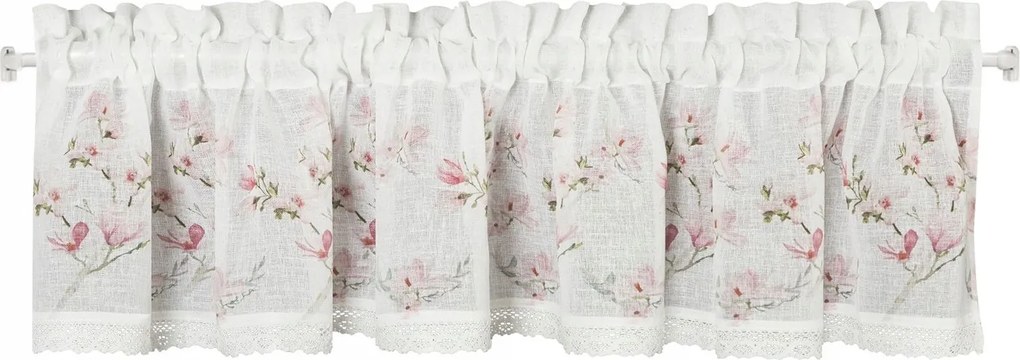 Függöny készre szerelve Amelia 150x30 fehér/ rózsaszín