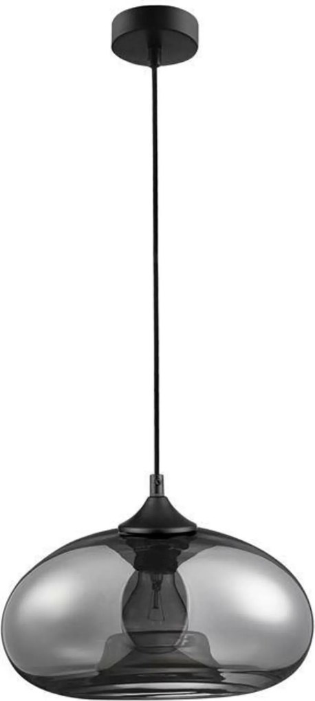 Nova Luce függeszték Savaz króm üveg fekete fém fekete kábel E27 1x