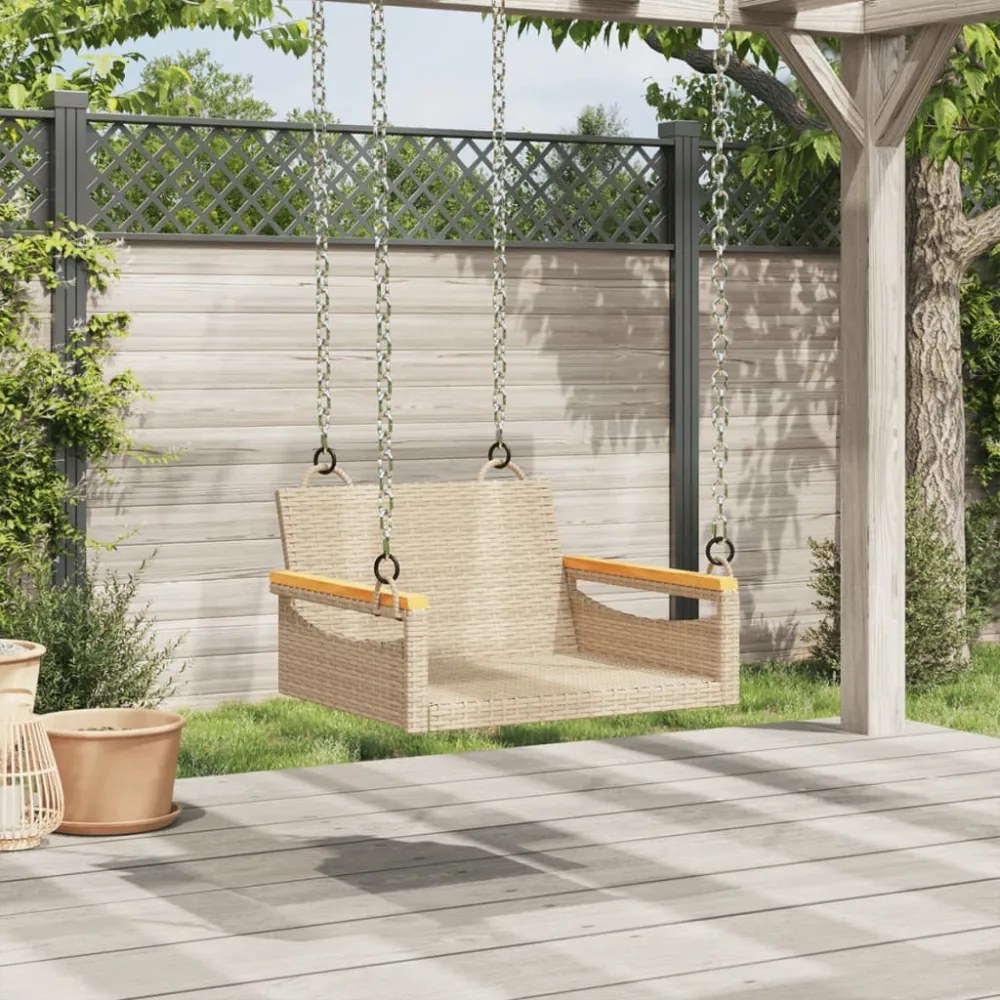 bézs polyrattan hintapad 63 x 62 x 40 cm
