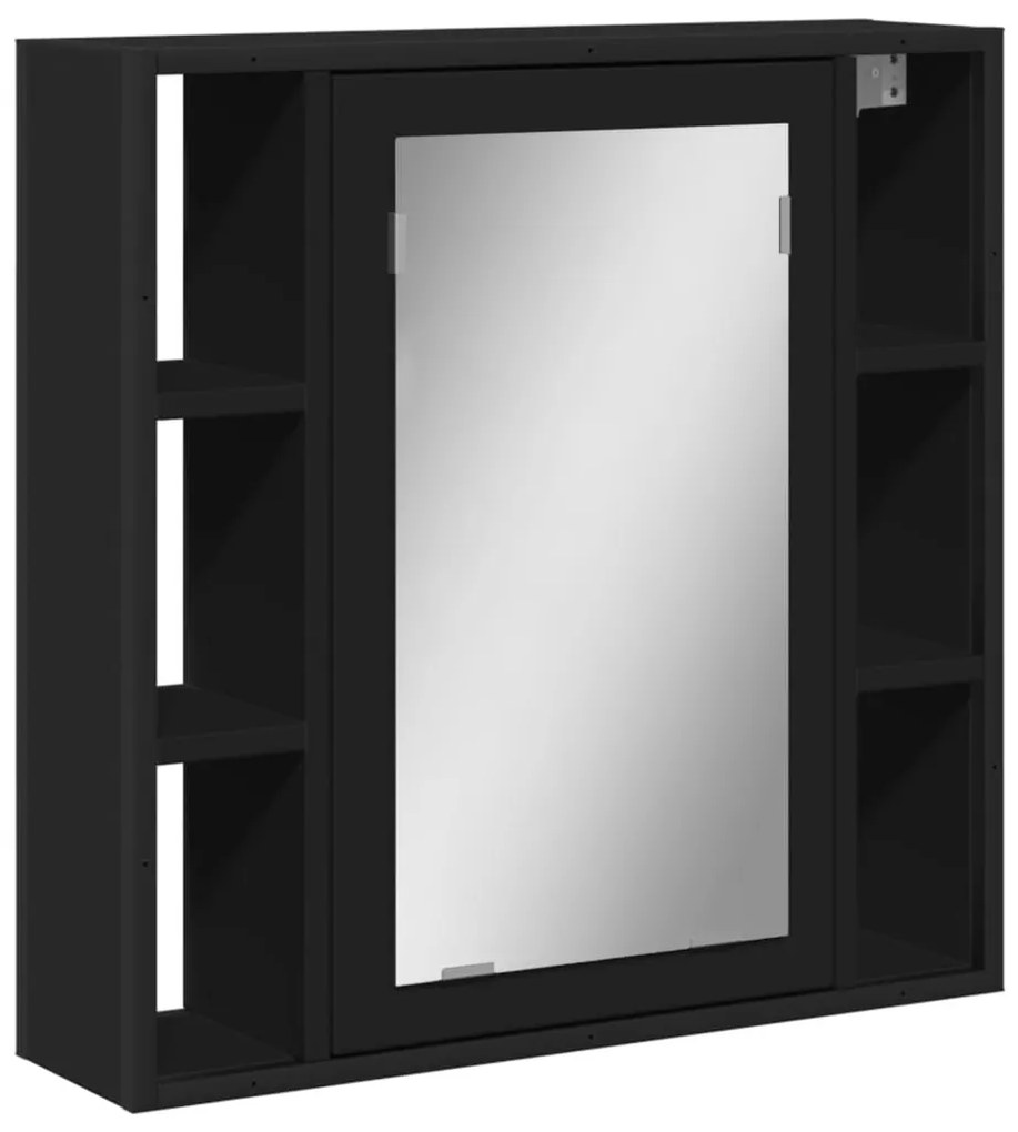 fekete szerelt fa fürdőszobai tükör 60 x 16 x 60 cm