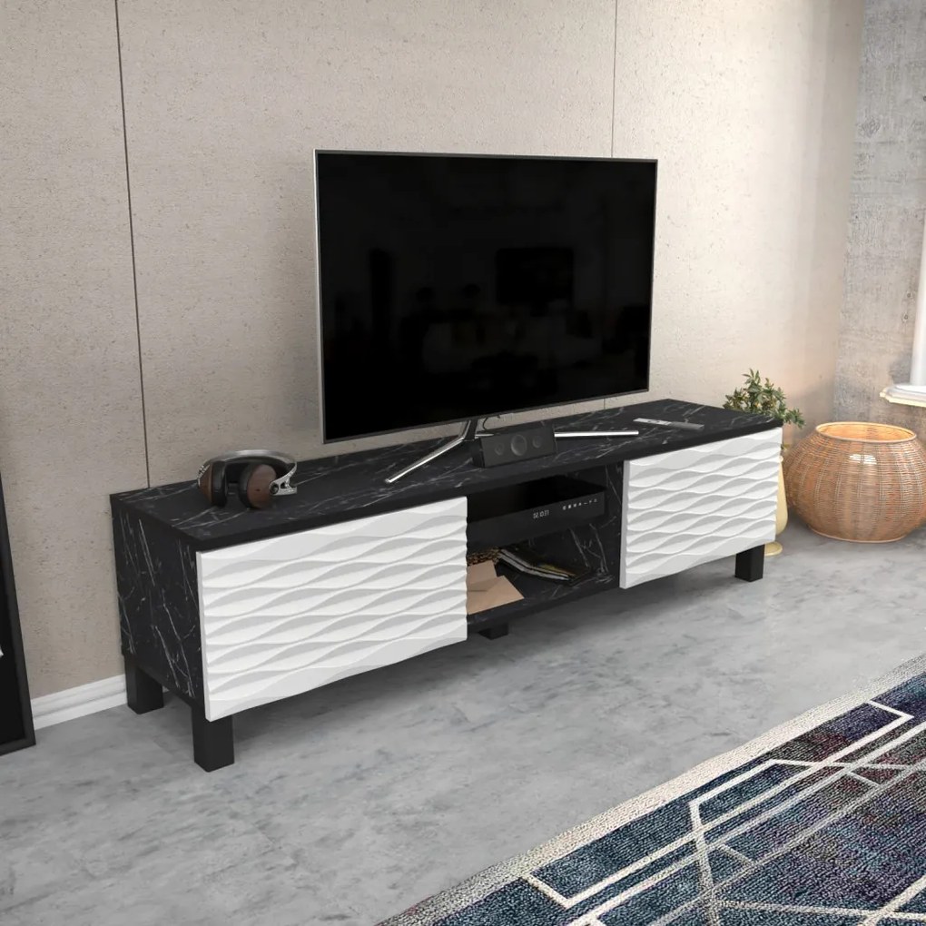 Lukas TV-állvány, fekete-fehér, 150 cm
