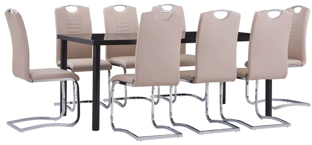 9 részes kávészínű műbőr étkezőgarnitúra