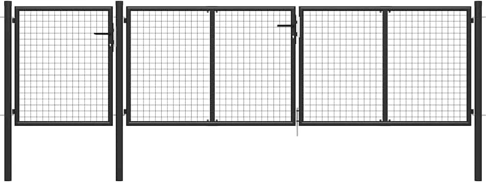 vidaXL antracit színű acél kerti kapu 400 x 75 cm