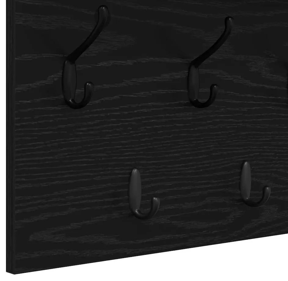 Fali Kabáthorog polcokkal Musta tammi 60 x 40 x 12 cm Faanyag