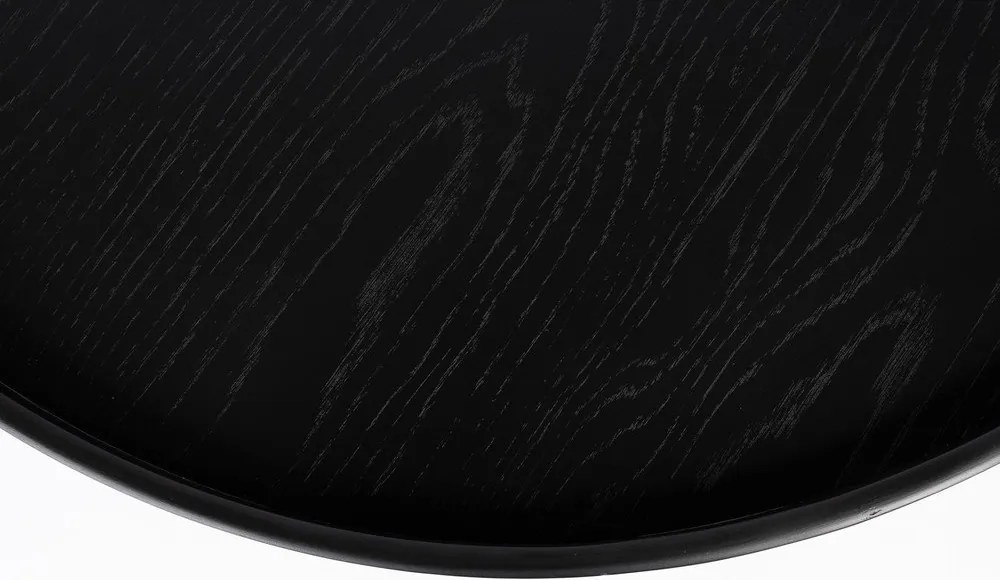 Fekete kerek dohányzóasztal tölgyfa dekoros asztallappal ø 70 cm Yuri L – White Label