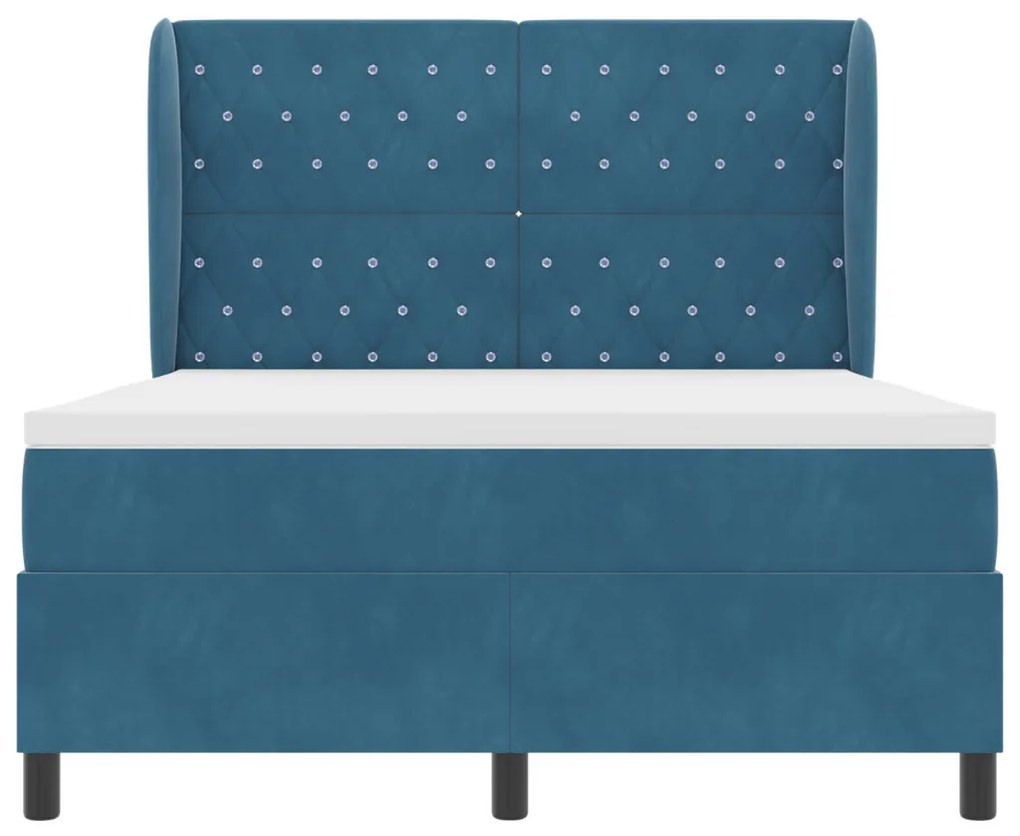 Boxspring Ágy Matrac E sötétkék 160x200 cm Bársony