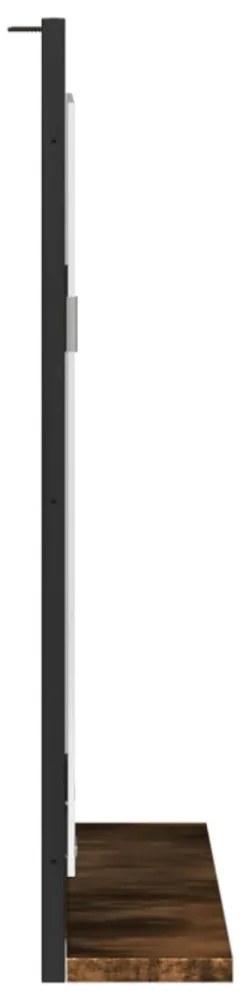 füstölt tölgy szerelt fa fürdőszobai tükör polccal 50x12x60 cm