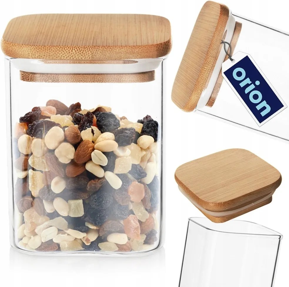 Üvegkonténer Bambusz konyhai légmentesen záródó ömlesztett élelmiszer 850 ml