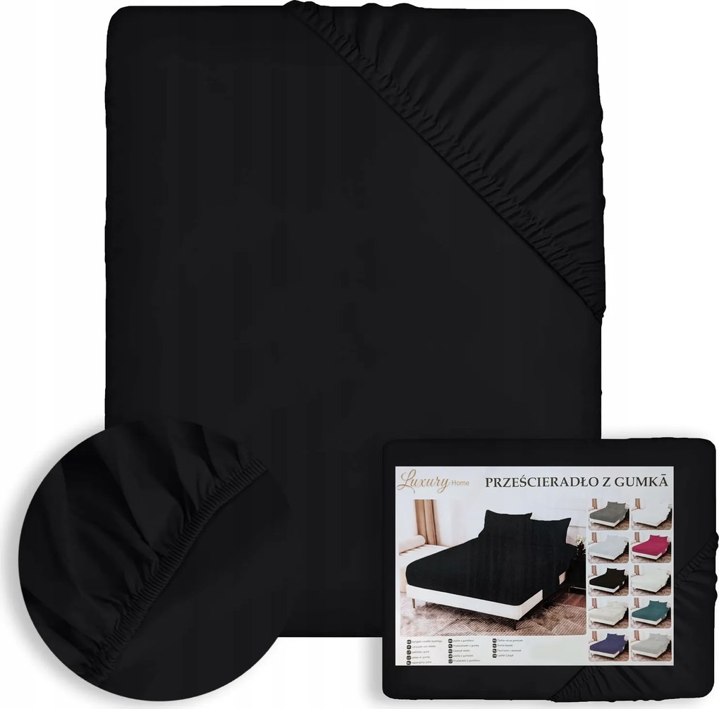 Gumis Lepedő 160x200 +25 Matracvédő Strapabíró Fekete