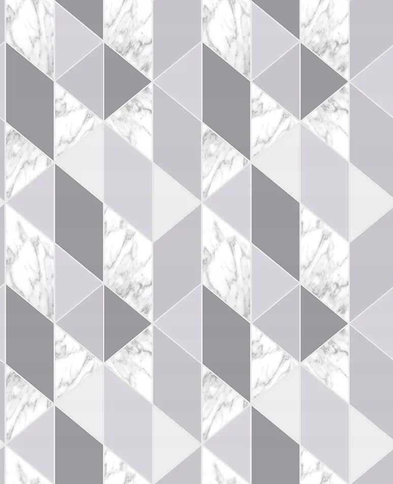 Modern Tapéta Szürke Háromszögek Rombuszok A Hálószobába