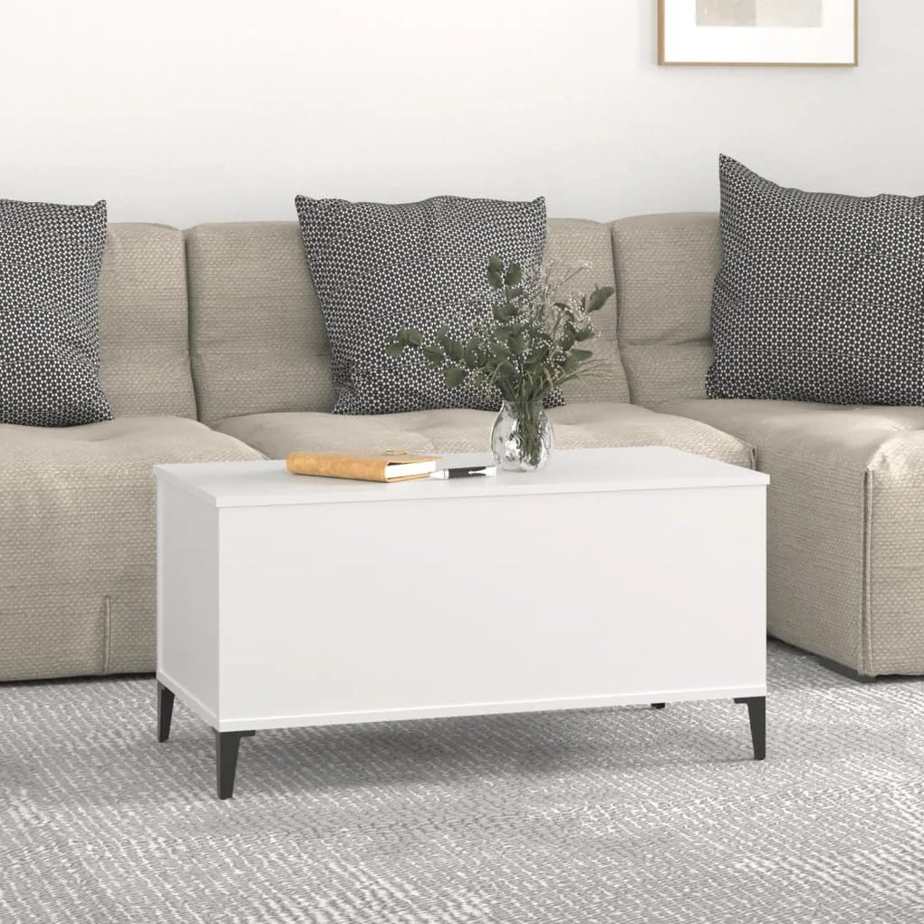 Fehér szerelt fa dohányzóasztal 90x44,5x45 cm