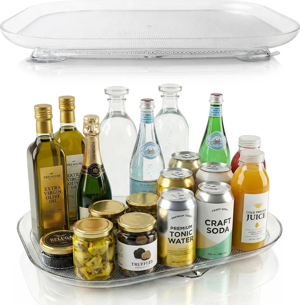 Forgatható Tálca Hűtőszekrényhez 360° Rendszerező Tároló Állvány XL