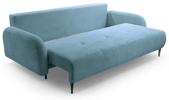 CLOUDY kihúzható kárpitozott háromszemélyes kanapé, türkiz