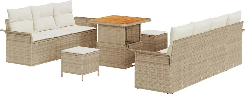 vidaXL Kerti Kanapé Szett párnával tárolóval 10 pcs Beige és krém