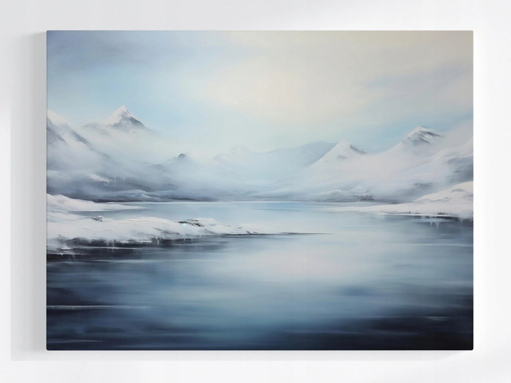Vászonkép Canvas Tájkép Hegyek Víz Tó Fjord Tél Hó 100x75