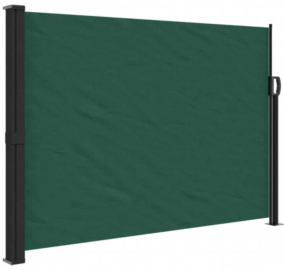 sötétzöld behúzható oldalsó napellenző 140 x 600 cm