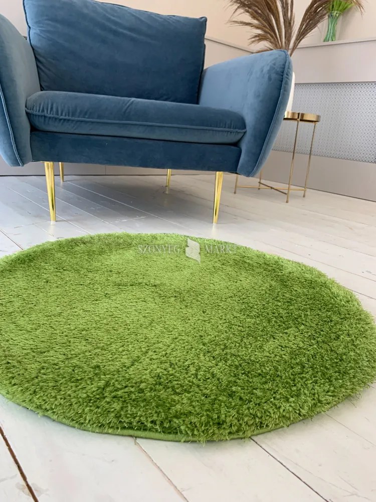 Puffy shaggy kerek szőnyeg Zöld (Green) 120x120