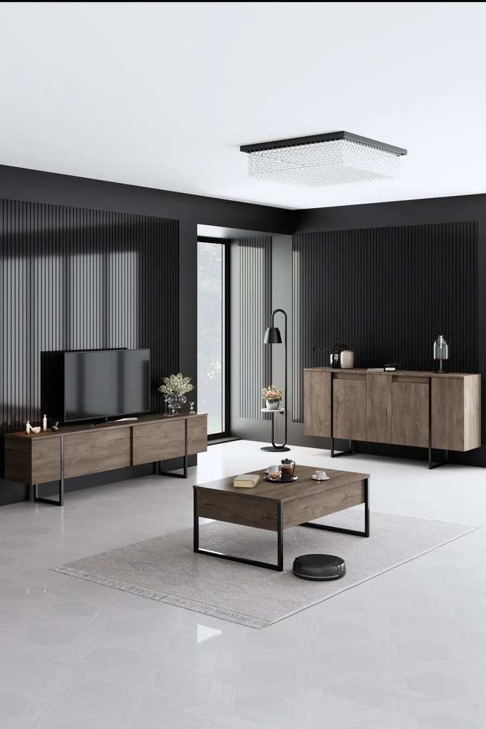Konzolasztal Luxe - Walnut, Black