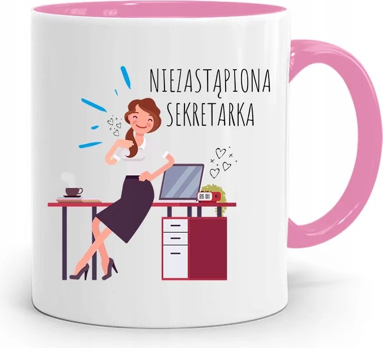 Rózsaszín Bögre Ajándék Titkárnőnek Nélkülözhetetlen, fényképes nyomattal