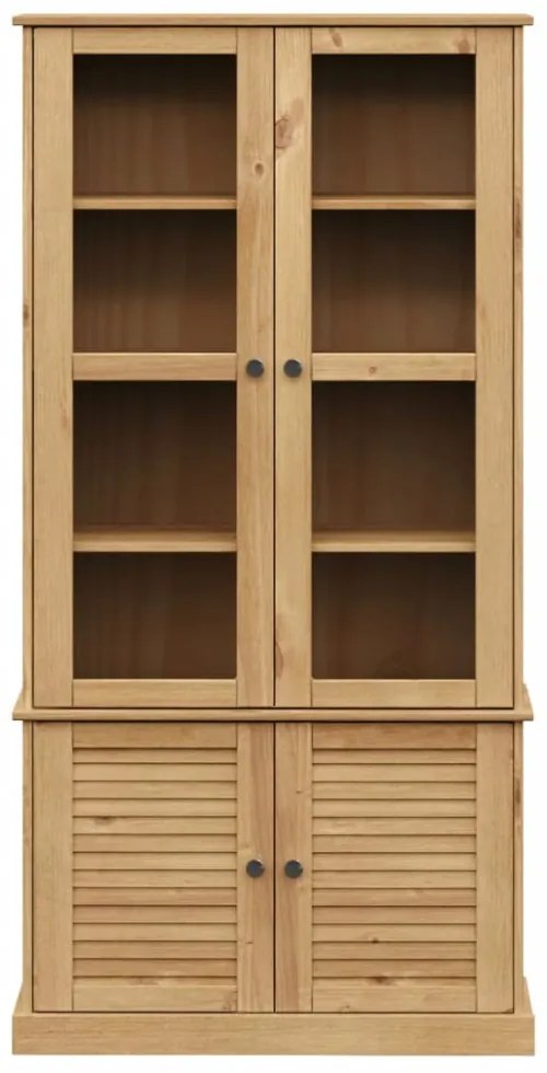 VIGO üvegvitrines tömör fenyőfa éjjeliszekrény 85x35x170 cm