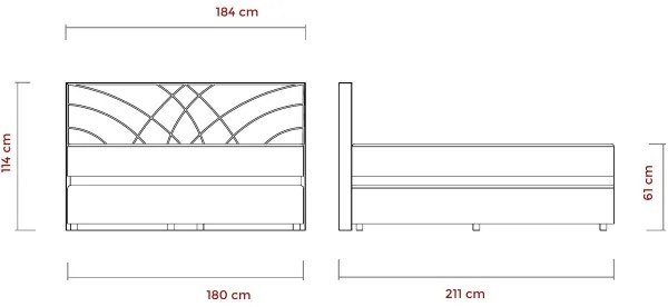 GINA kárpitozott ágy matracokkal és tárolórekesszel, 180x200 cm, bézs